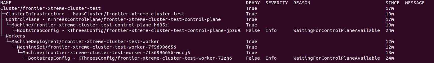 Frontier CLI Get Cluster Status Output Example 2
