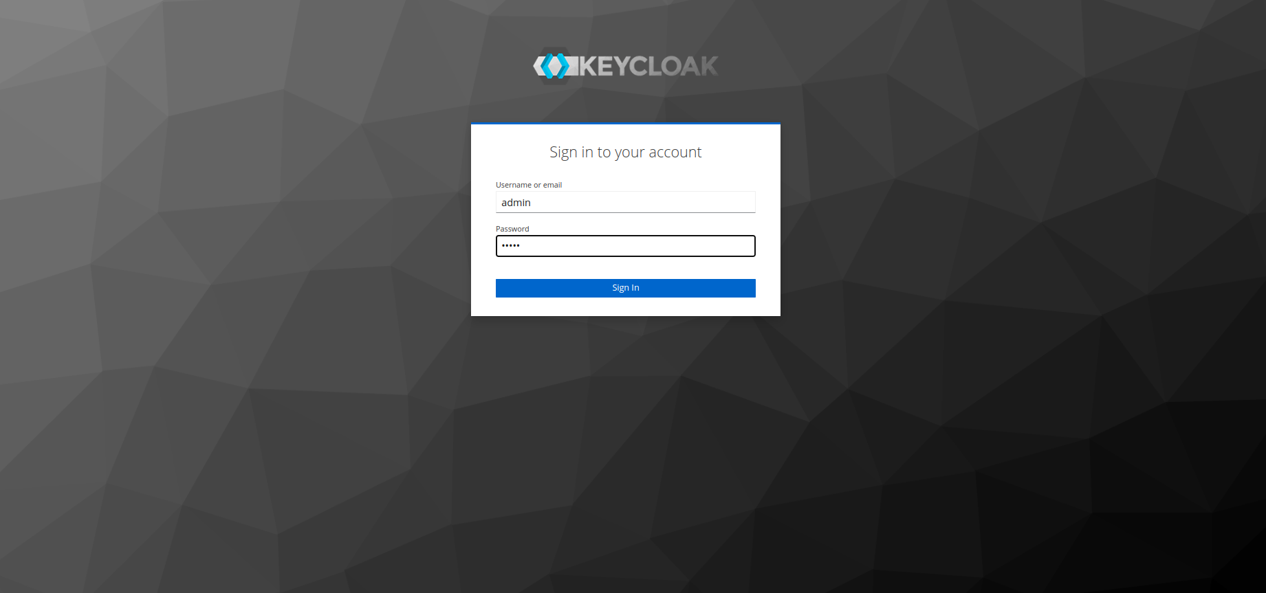 Keycloak.X Administrator Login Page