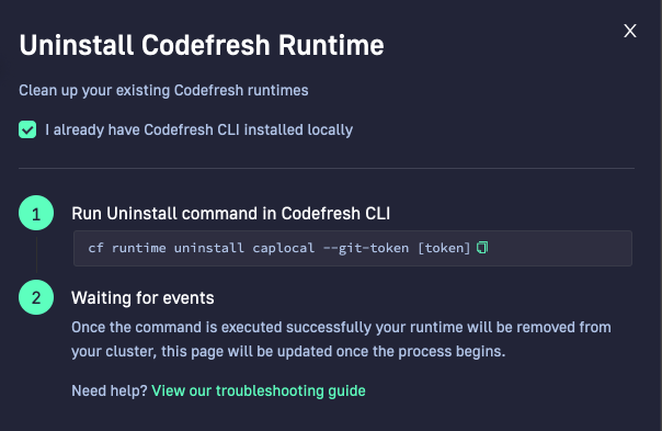 Uninstall Codefresh runtime